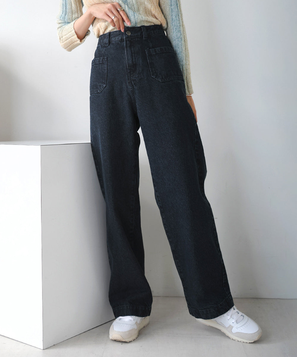 FRONT DOUBLE POCKET DENIM PANTS