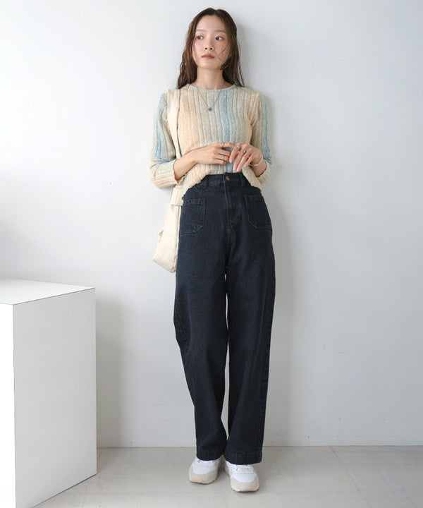 FRONT DOUBLE POCKET DENIM PANTS