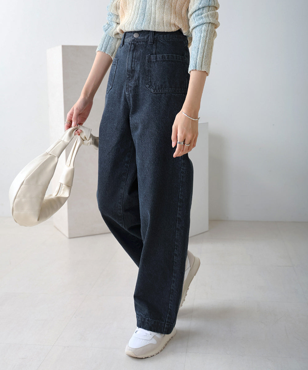 FRONT DOUBLE POCKET DENIM PANTS