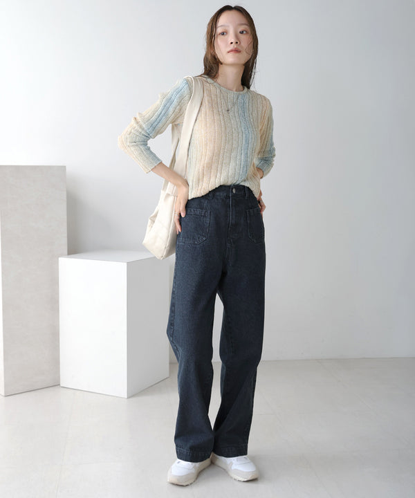 FRONT DOUBLE POCKET DENIM PANTS