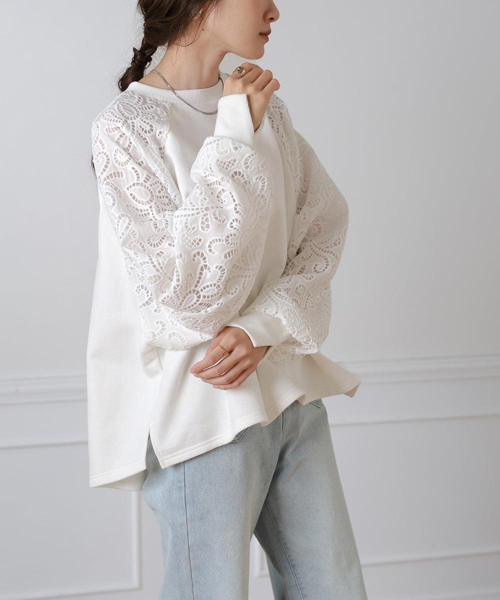 SLEEVE LACE SWEAT TOPS