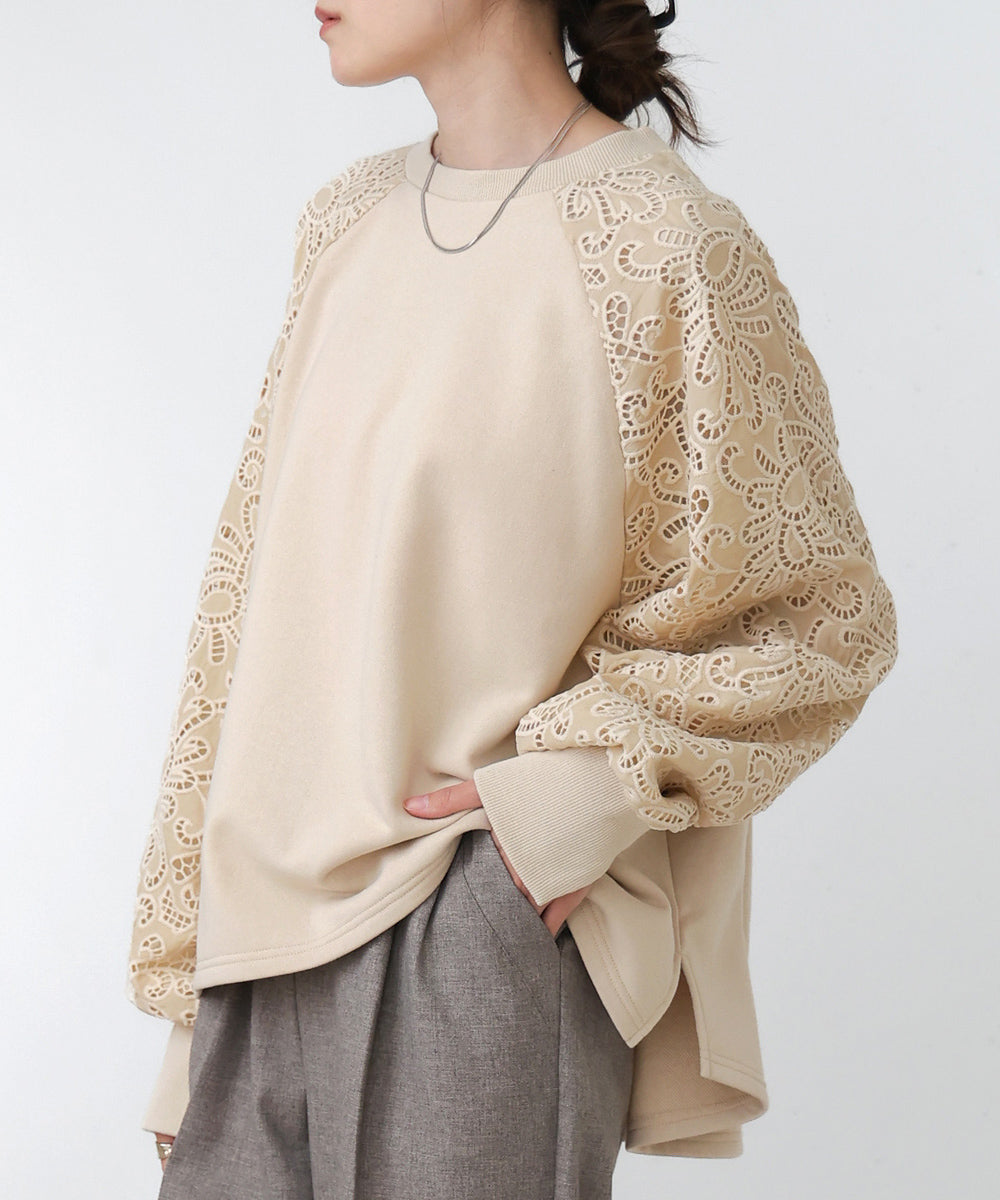 SLEEVE LACE SWEAT TOPS
