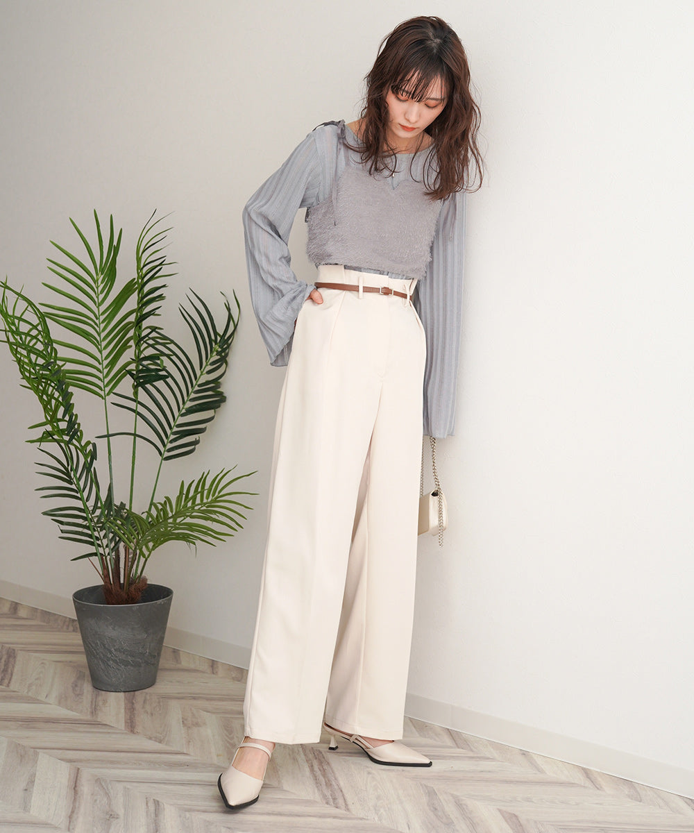 SLACKS WITH SIDE TUCK BELT