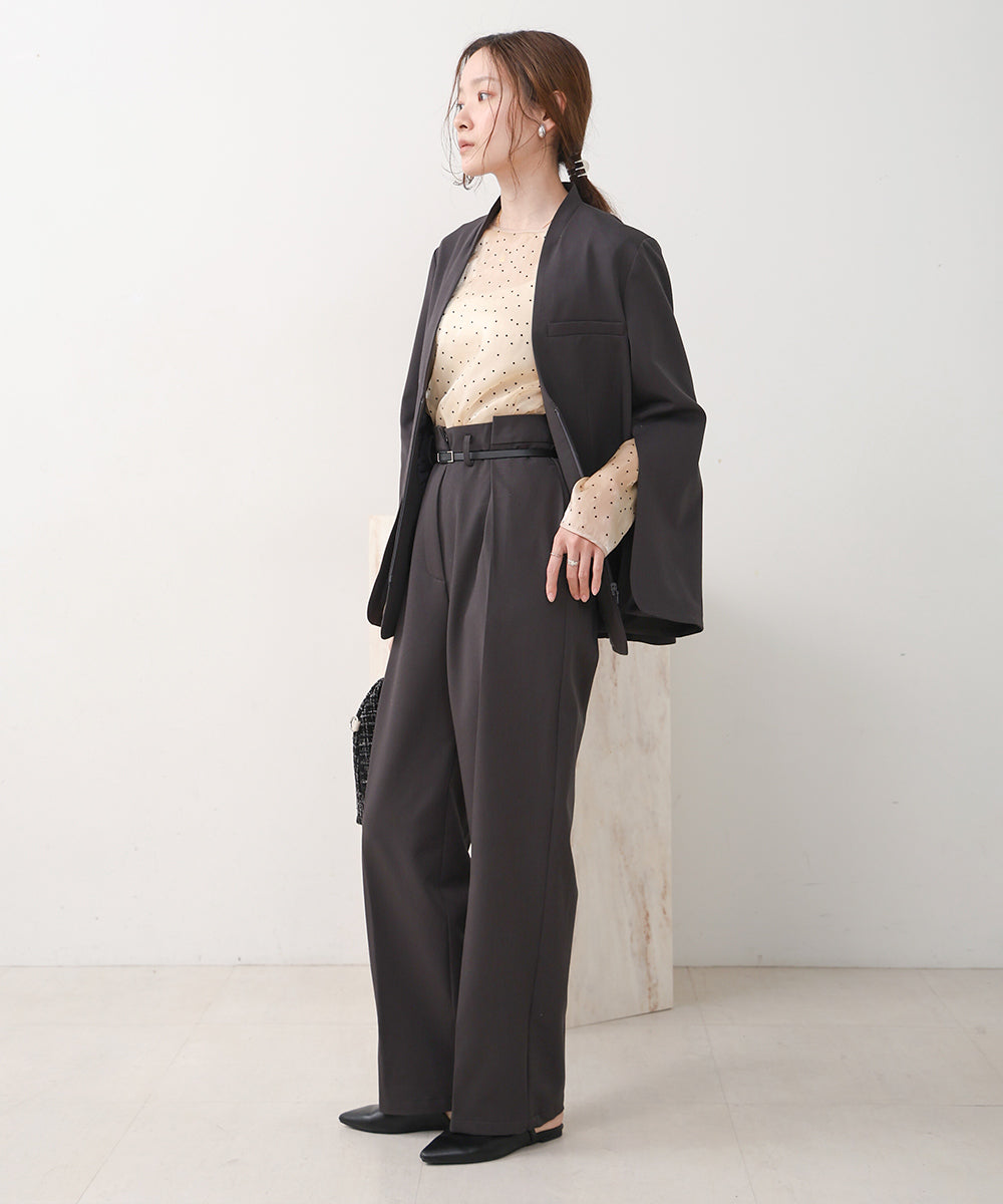 SLACKS WITH SIDE TUCK BELT