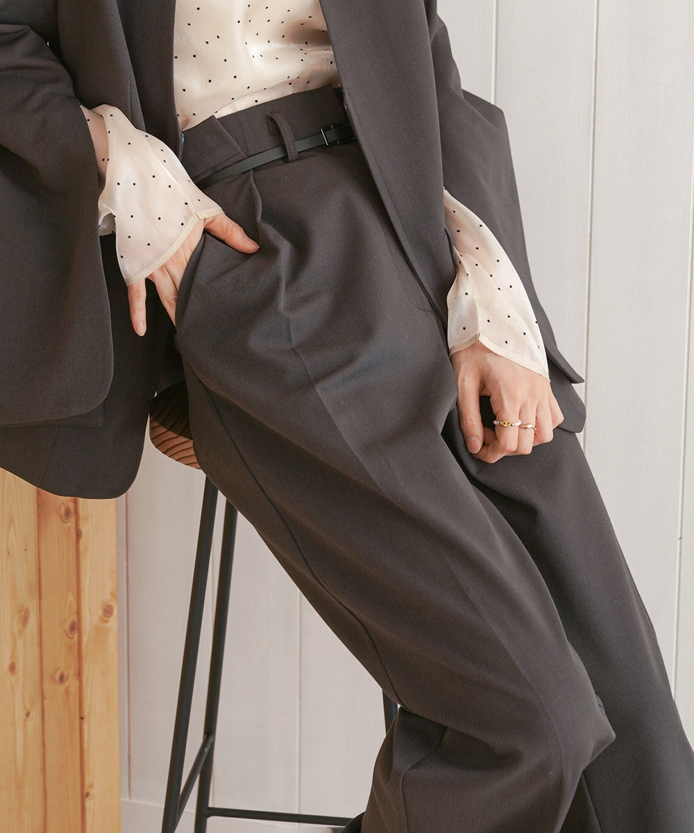 SLACKS WITH SIDE TUCK BELT