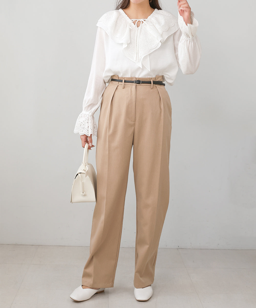 SLACKS WITH SIDE TUCK BELT