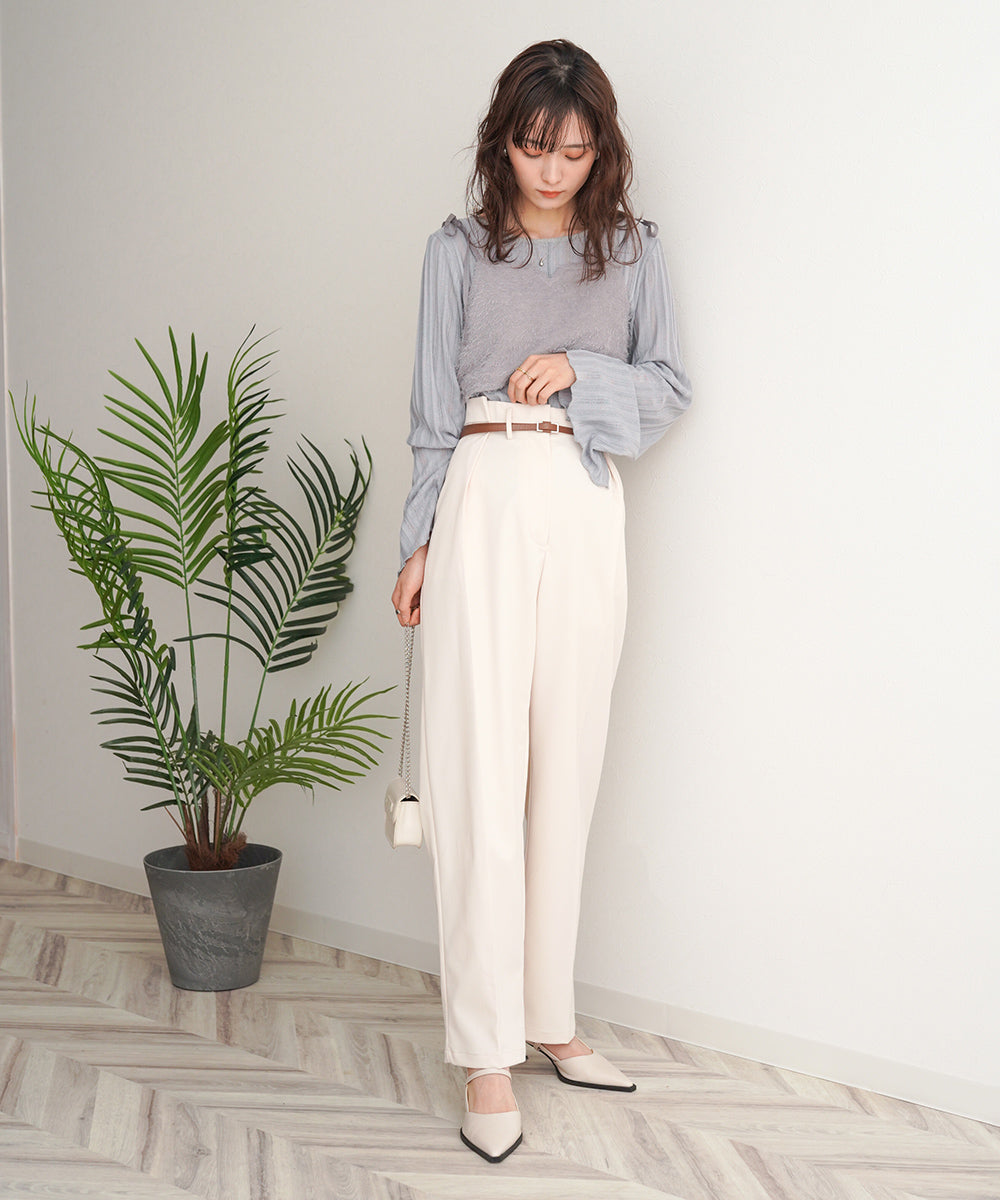 SLACKS WITH SIDE TUCK BELT