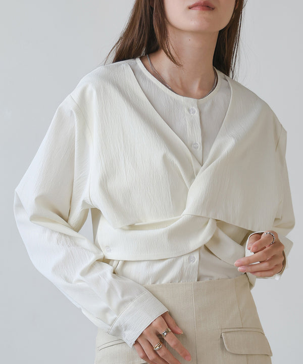 TWISTED FRONT BUSTIER STYLE BLOUSE