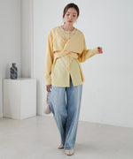 TWISTED FRONT BUSTIER STYLE BLOUSE