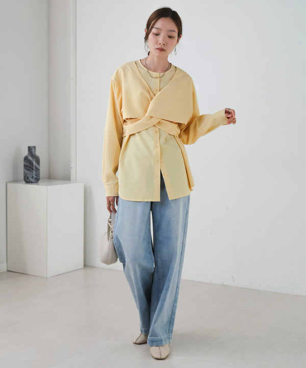 TWISTED FRONT BUSTIER STYLE BLOUSE