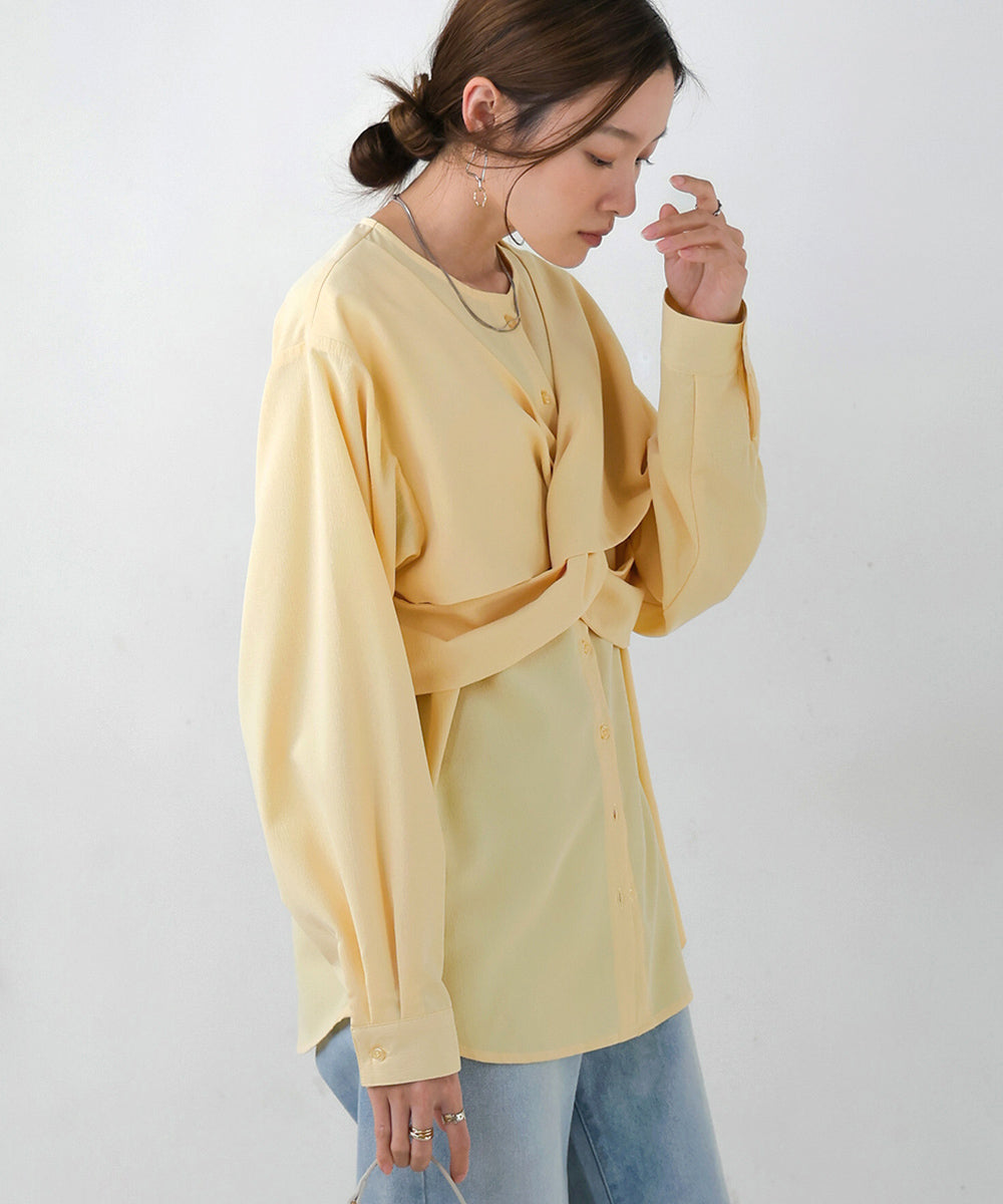 TWISTED FRONT BUSTIER STYLE BLOUSE
