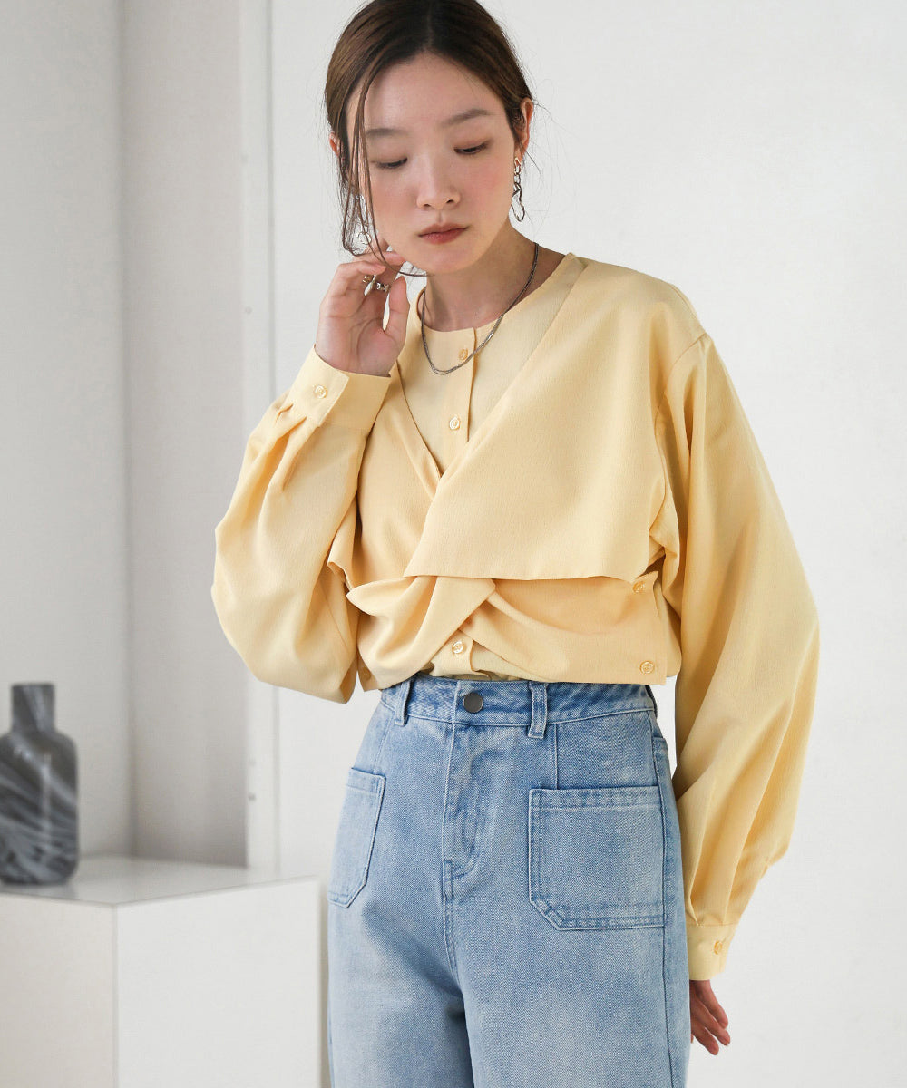 TWISTED FRONT BUSTIER STYLE BLOUSE