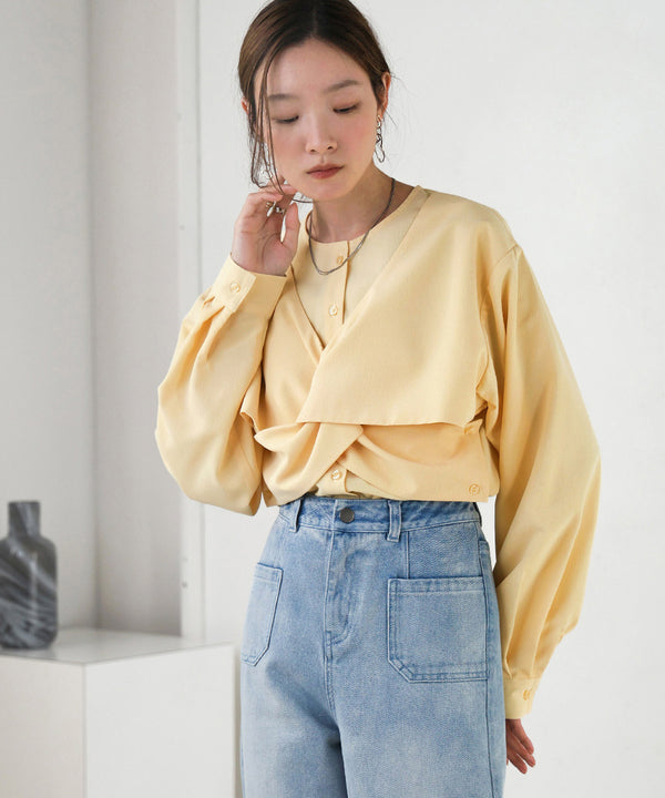 TWISTED FRONT BUSTIER STYLE BLOUSE
