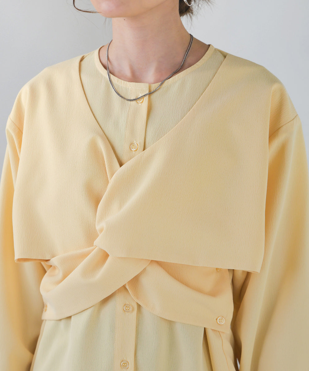 TWISTED FRONT BUSTIER STYLE BLOUSE