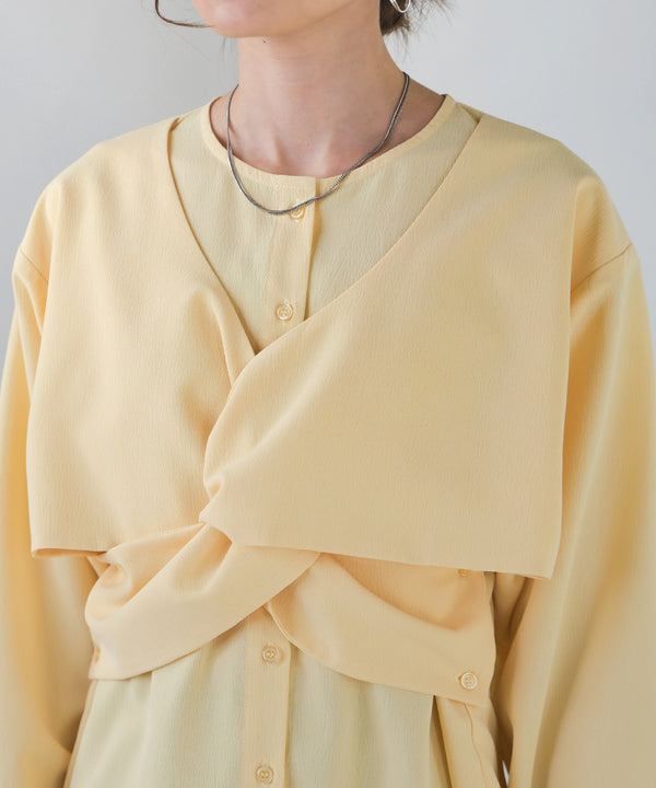 TWISTED FRONT BUSTIER STYLE BLOUSE