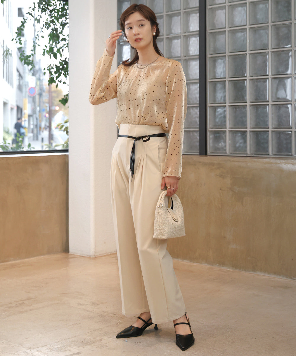 【オケージョン】HIGH WAISTED SLACKS WITH BELT