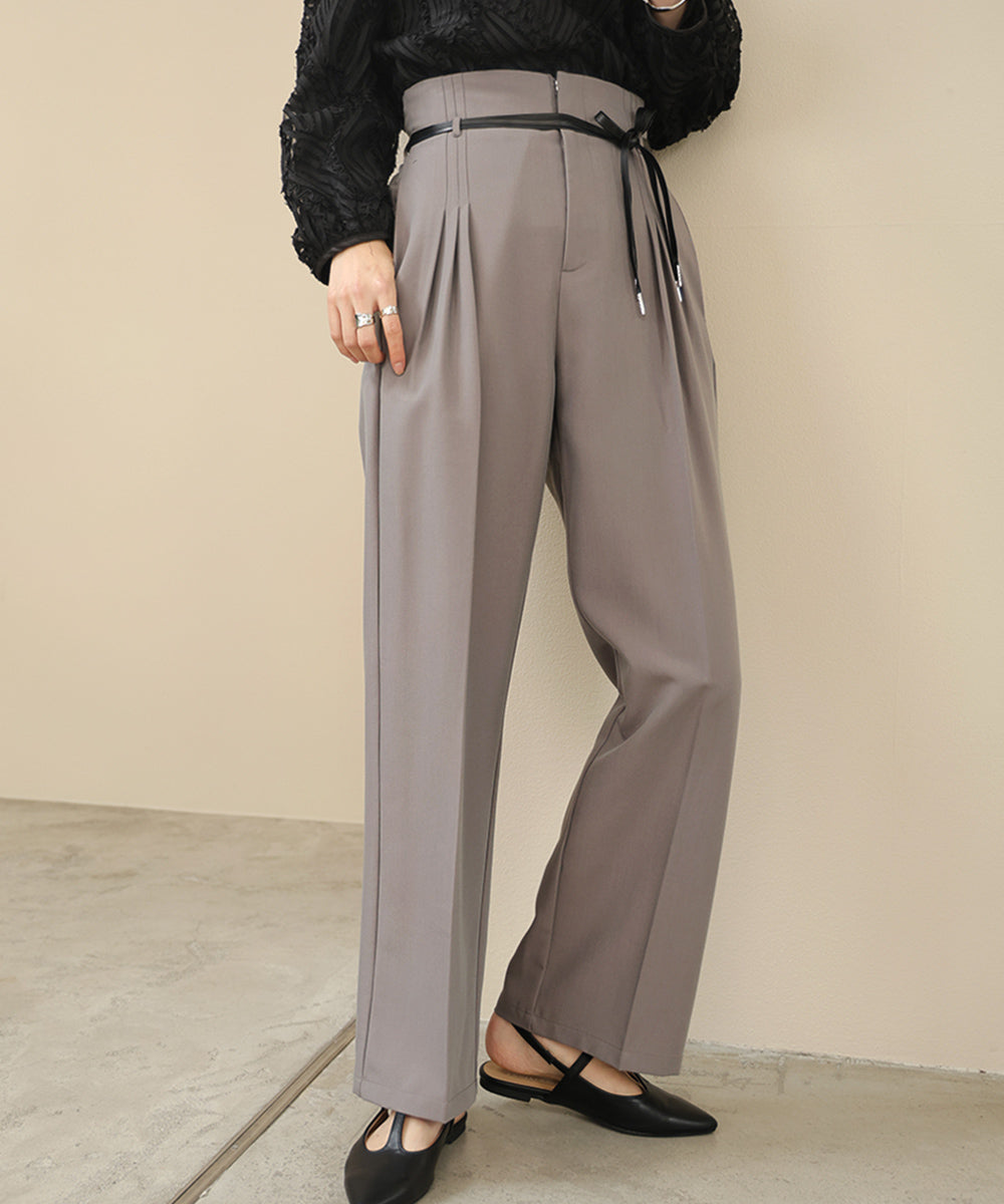 【オケージョン】HIGH WAISTED SLACKS WITH BELT