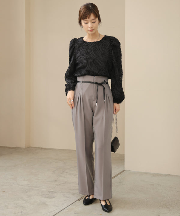 【オケージョン】HIGH WAISTED SLACKS WITH BELT