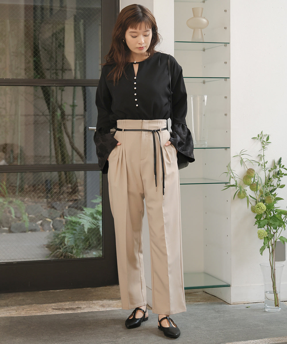 【オケージョン】HIGH WAISTED SLACKS WITH BELT