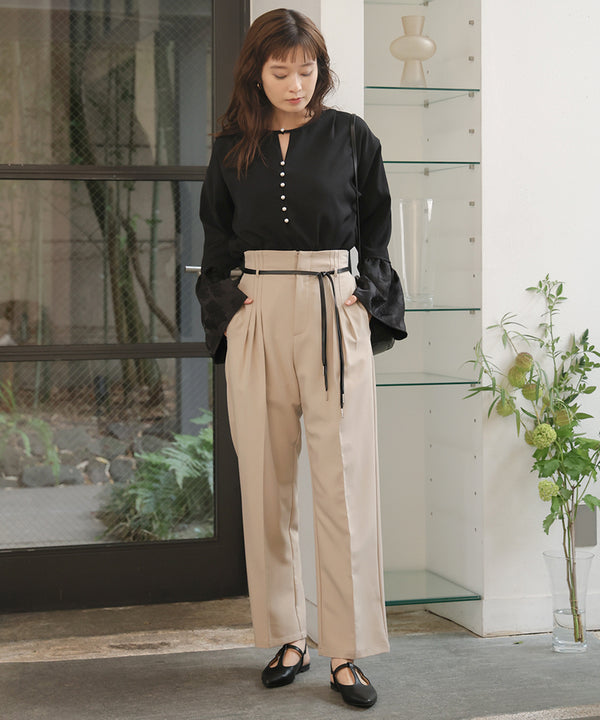 【オケージョン】HIGH WAISTED SLACKS WITH BELT