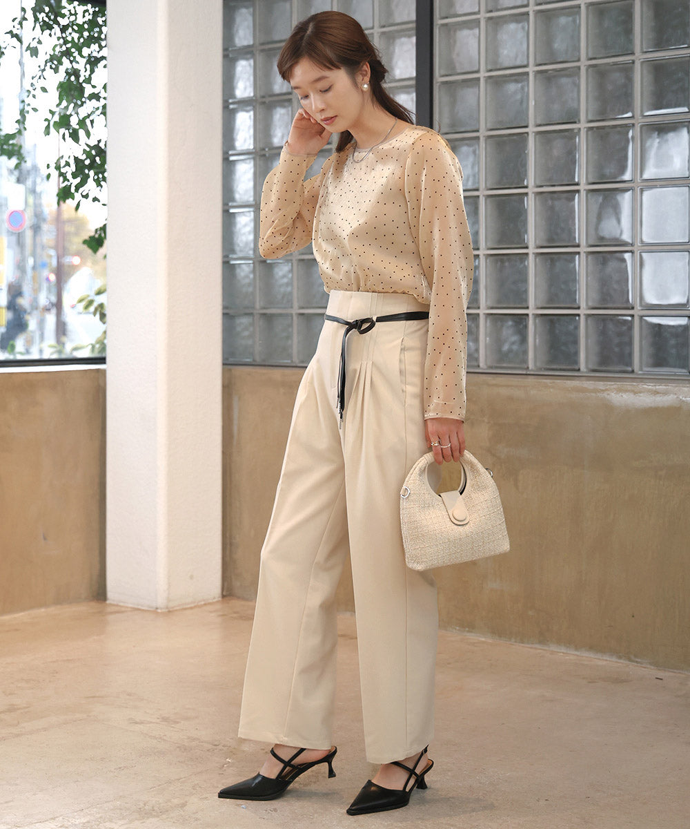 【オケージョン】HIGH WAISTED SLACKS WITH BELT