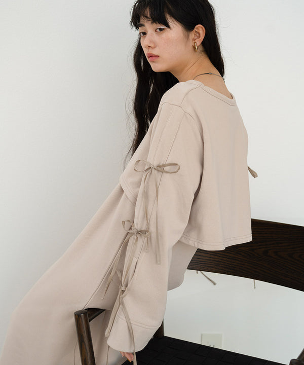 SLEEVE RIBBON SWEAT ONEPIECE