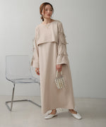 SLEEVE RIBBON SWEAT ONEPIECE