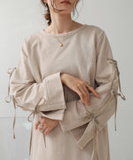 SLEEVE RIBBON SWEAT ONEPIECE