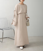 SLEEVE RIBBON SWEAT ONEPIECE