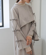 SLEEVE RIBBON SWEAT ONEPIECE