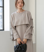 SLEEVE RIBBON SWEAT ONEPIECE