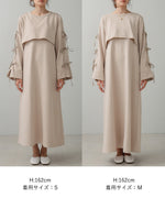 SLEEVE RIBBON SWEAT ONEPIECE