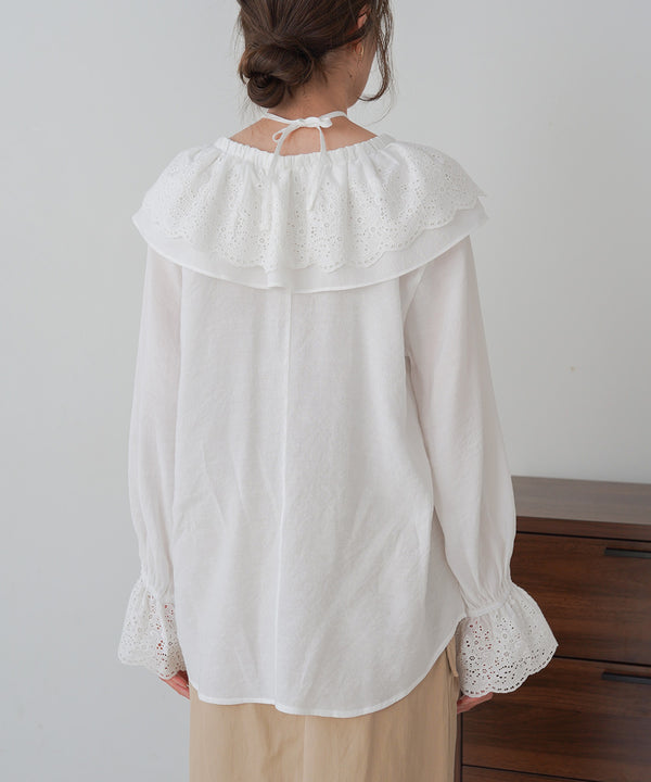 BIG COLLAR LACE BLOUSE