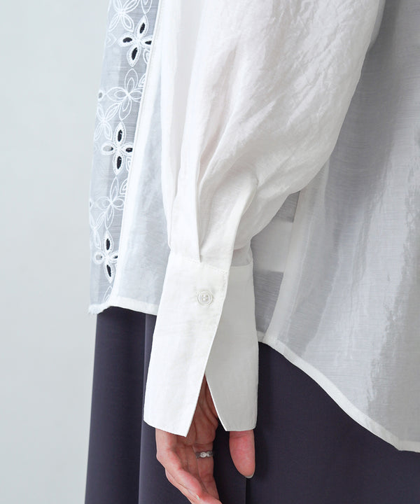 FRONT EMBROIDERY LACE BLOUSE