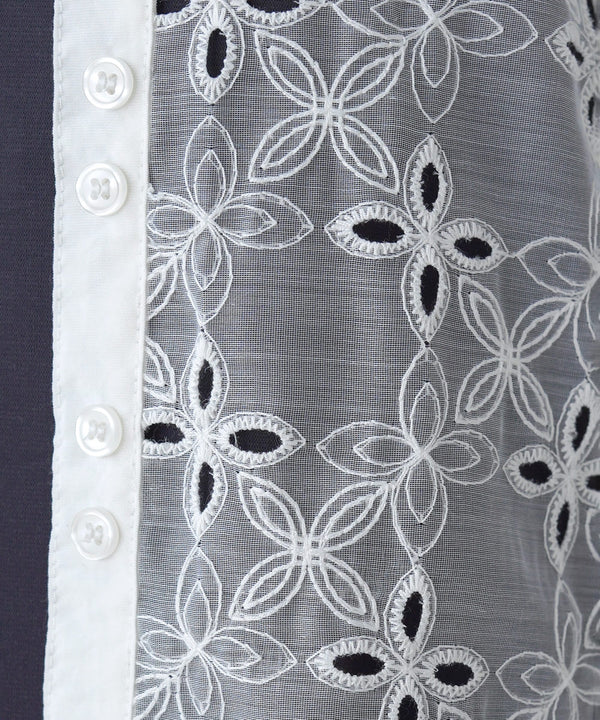 FRONT EMBROIDERY LACE BLOUSE