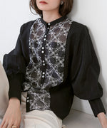 FRONT EMBROIDERY LACE BLOUSE