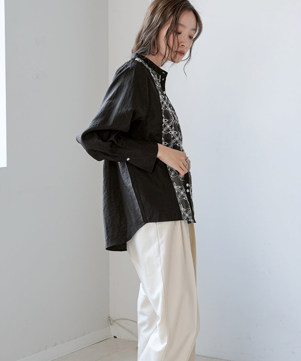 FRONT EMBROIDERY LACE BLOUSE
