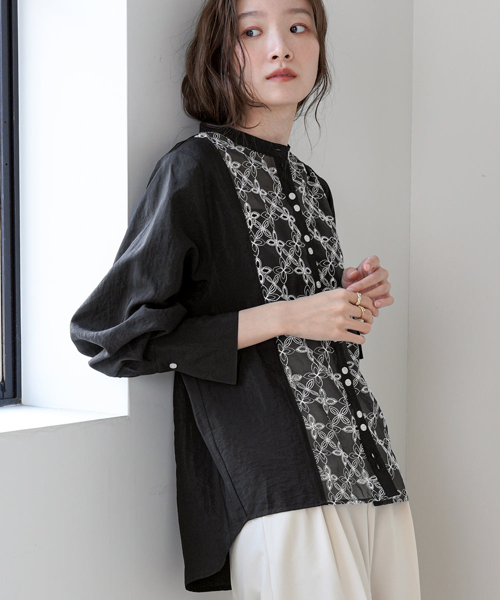 FRONT EMBROIDERY LACE BLOUSE