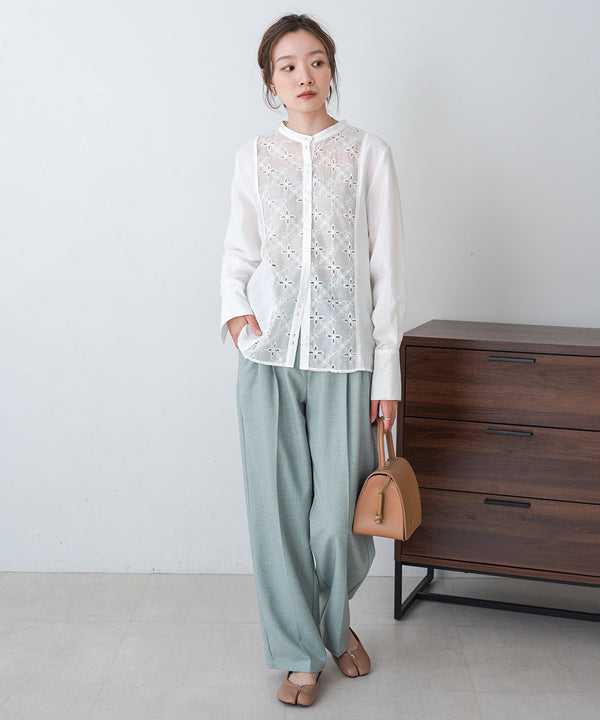 FRONT EMBROIDERY LACE BLOUSE