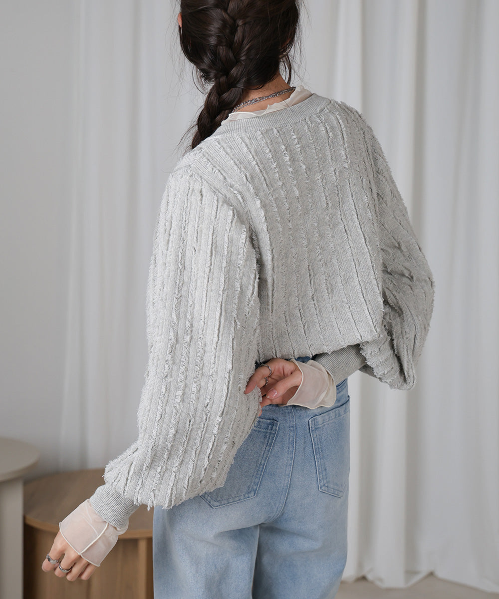 FRINGE DOUBLE ZIP CARDIGAN TOPS