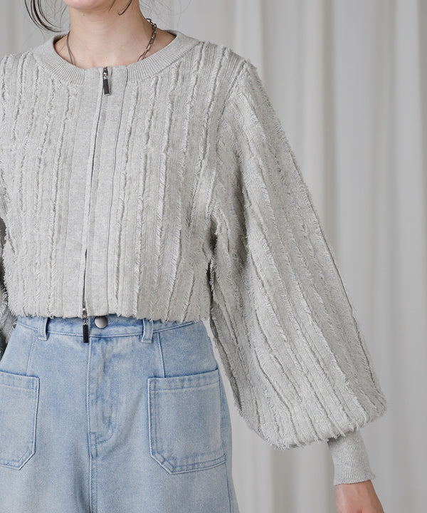 FRINGE DOUBLE ZIP CARDIGAN TOPS
