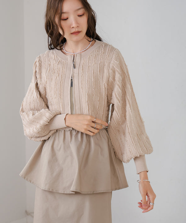 FRINGE DOUBLE ZIP CARDIGAN TOPS