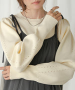 SWEAT-LIKE WAIST SWITCHING KNIT TOPS