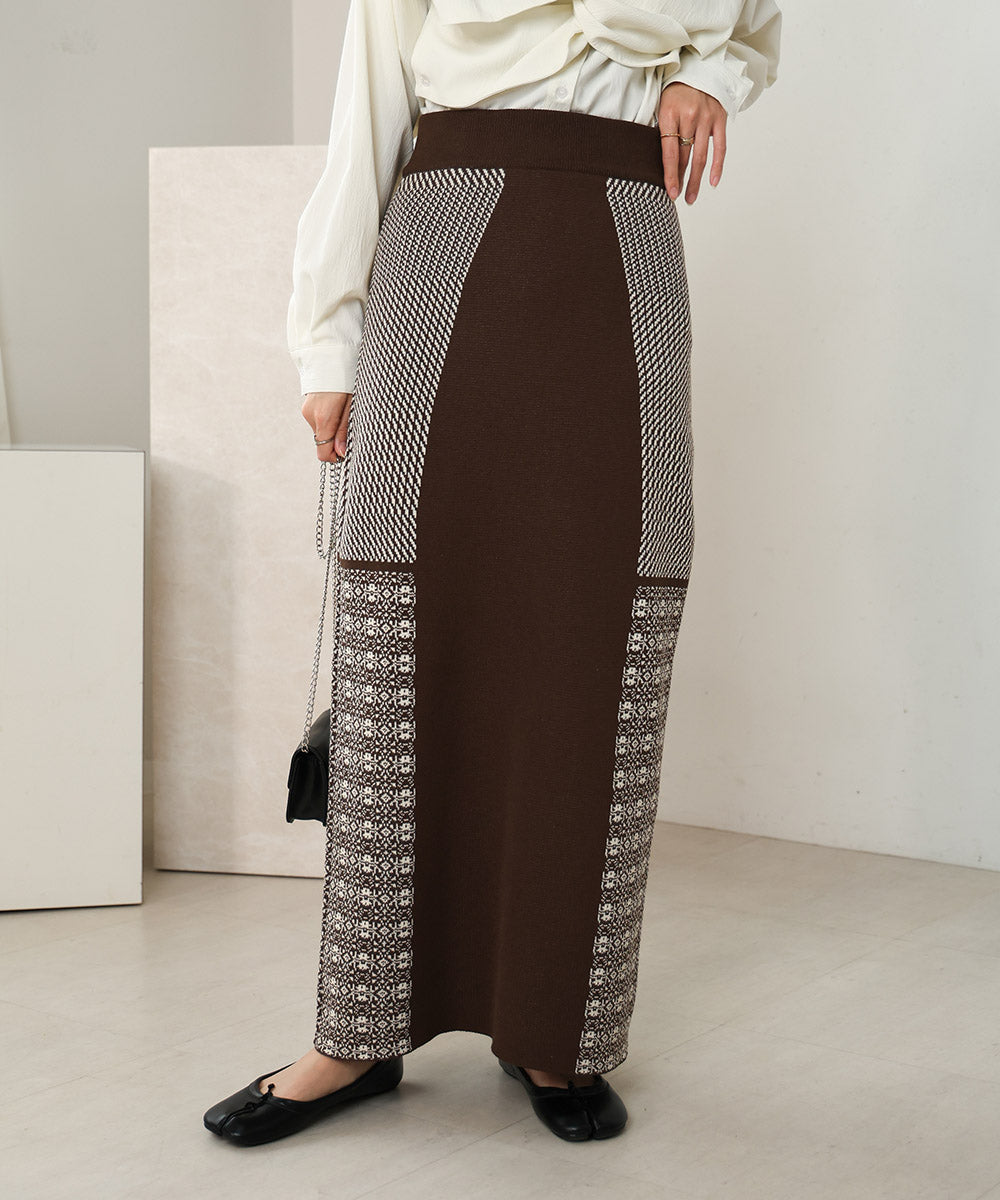 ●nao×Bab●PATTERN MIX KNIT SKIRT