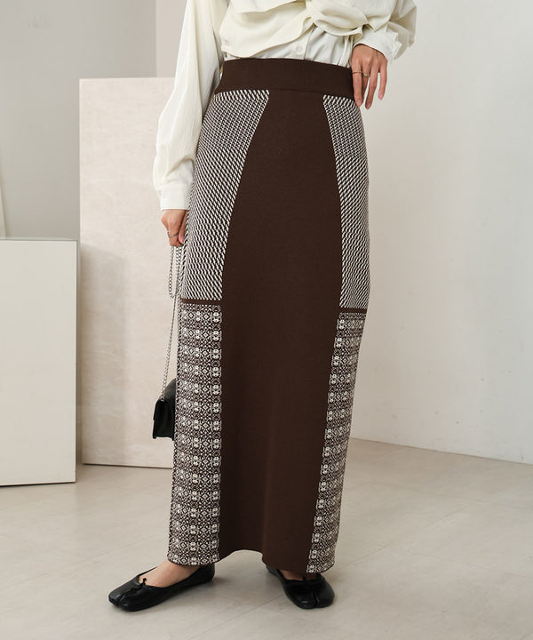●nao×Bab●PATTERN MIX KNIT SKIRT