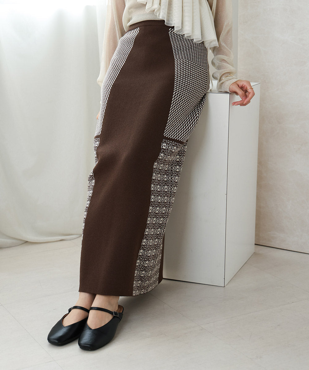 ○nao×Bab○PATTERN MIX KNIT SKIRT