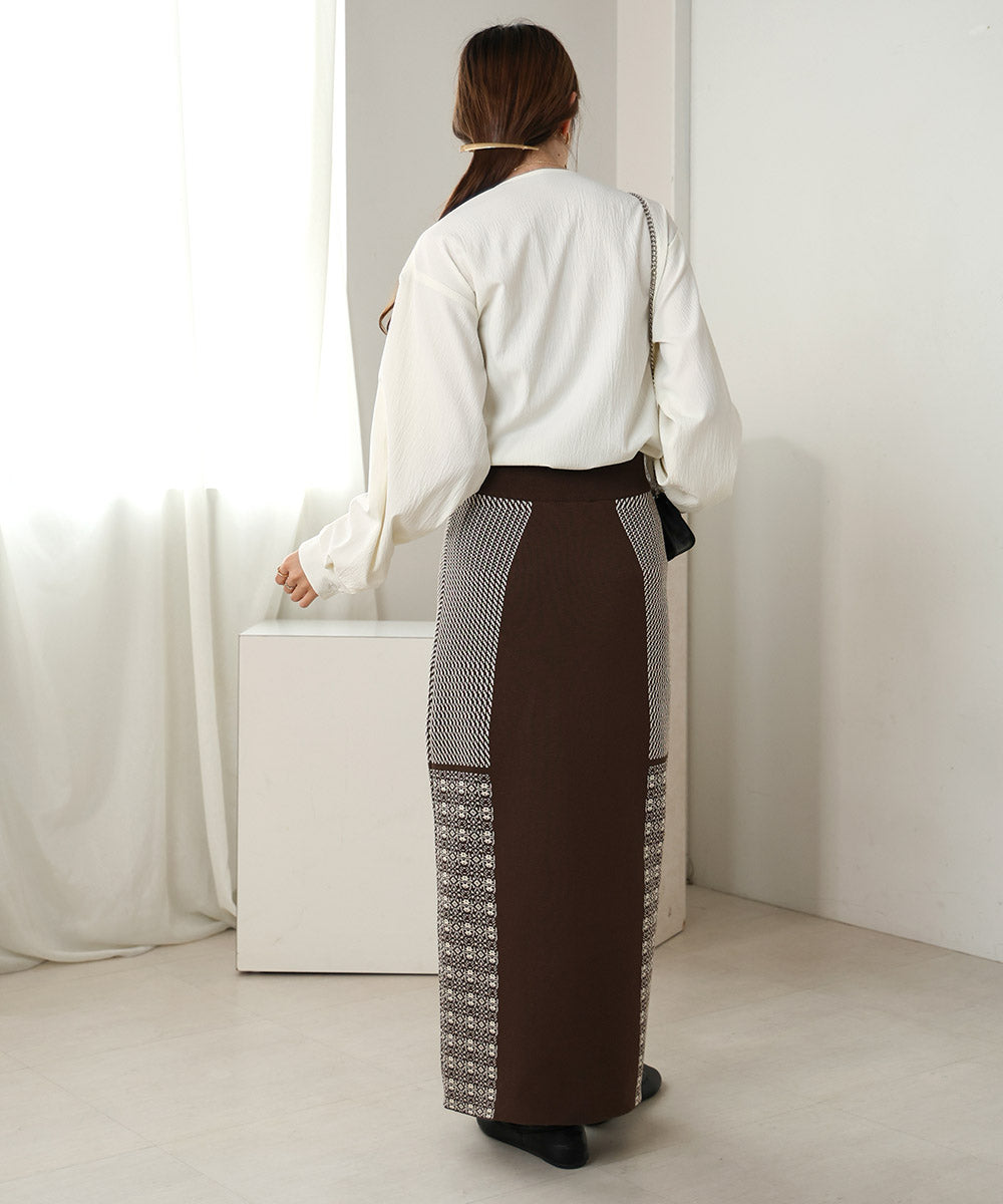 ●nao×Bab●PATTERN MIX KNIT SKIRT