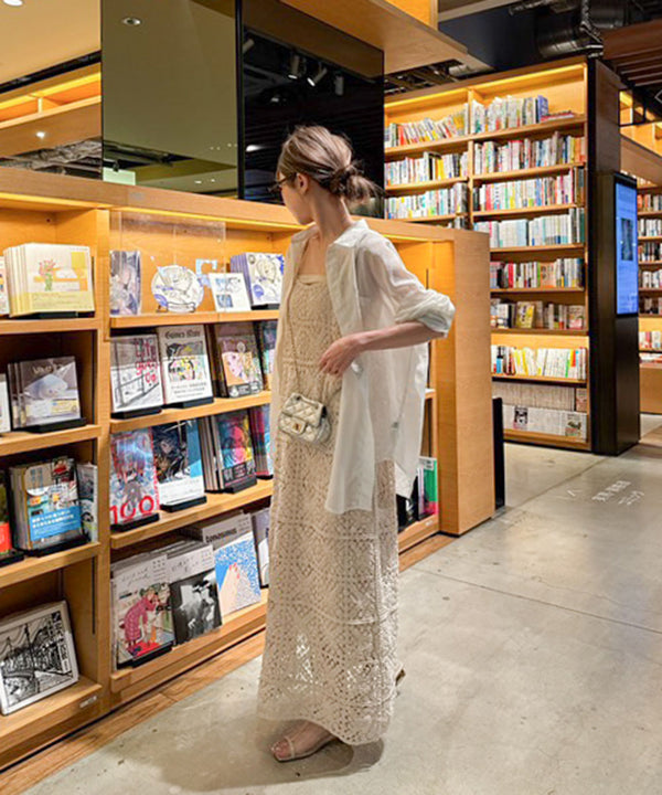 【XS~M 低身長向けサイズあり】クロシェロングワンピース