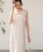 【XS~M 低身長向けサイズあり】クロシェロングワンピース