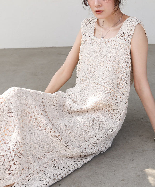 【XS~M 低身長向けサイズあり】クロシェロングワンピース